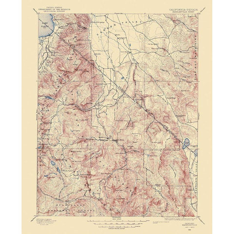 Markleeville California Nevada Sheet - USGS 1889 Black Modern Wood Framed Art Print with Double Matting by USGS