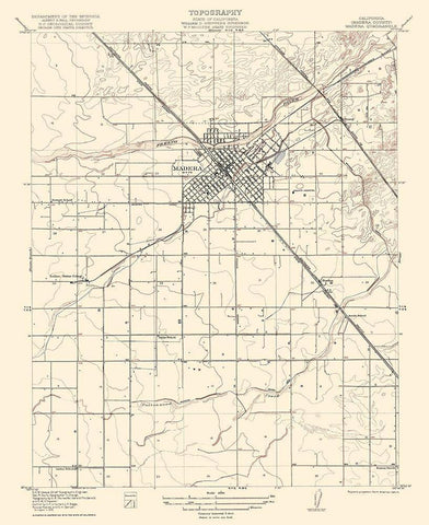 Madera California Quad - USGS 1922 White Modern Wood Framed Art Print with Double Matting by USGS