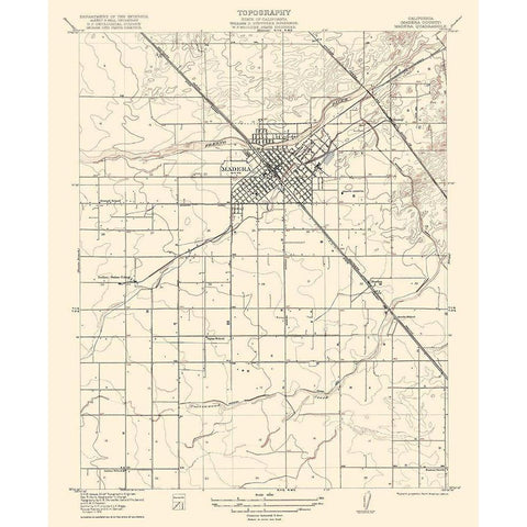 Madera California Quad - USGS 1922 White Modern Wood Framed Art Print by USGS