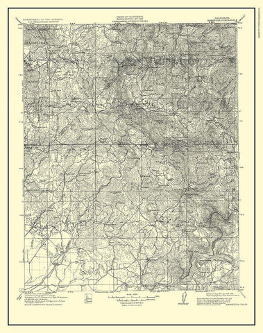 Mariposa California Quad - USGS 1912 White Modern Wood Framed Art Print with Double Matting by USGS