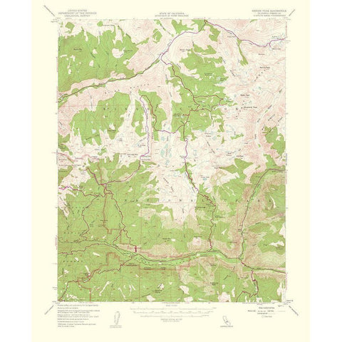 Marion Peak California Quad - USGS 1953 Gold Ornate Wood Framed Art Print with Double Matting by USGS