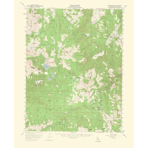 Markleeville California Quad - USGS 1964 Gold Ornate Wood Framed Art Print with Double Matting by USGS