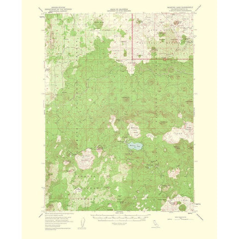 Medicine Lake California Quad - USGS 1953 Gold Ornate Wood Framed Art Print with Double Matting by USGS