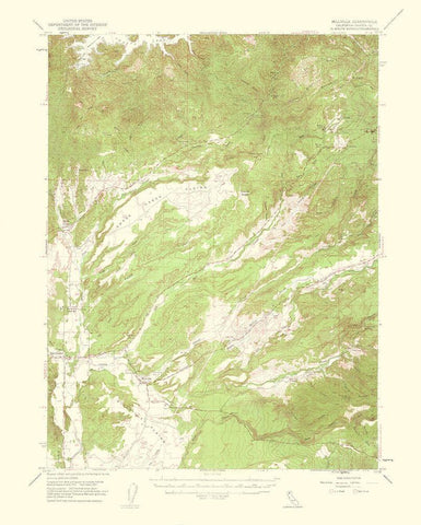 Millville California Quad - USGS 1961 Black Ornate Wood Framed Art Print with Double Matting by USGS