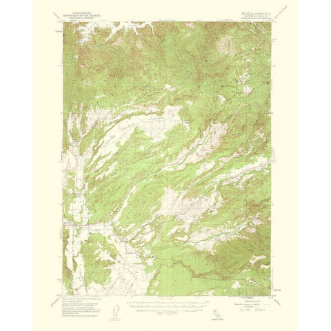 Millville California Quad - USGS 1961 Gold Ornate Wood Framed Art Print with Double Matting by USGS