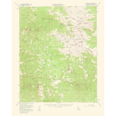 Mineral King California Quad - USGS 1963 White Modern Wood Framed Art Print by USGS