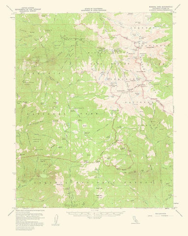 Mineral King California Quad - USGS 1963 White Modern Wood Framed Art Print with Double Matting by USGS