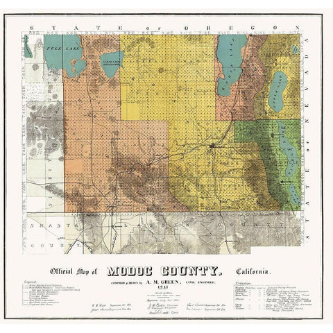 Modoc California - Green 1911 Black Modern Wood Framed Art Print by Green