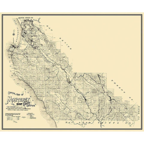 Monterey California - Walkup 1898 Gold Ornate Wood Framed Art Print with Double Matting by Walkup