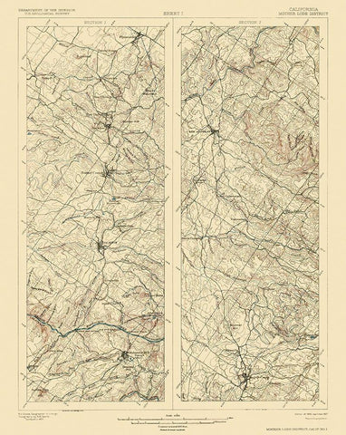 Mother Lode District California 2 of 2 Sheet White Modern Wood Framed Art Print with Double Matting by USGS