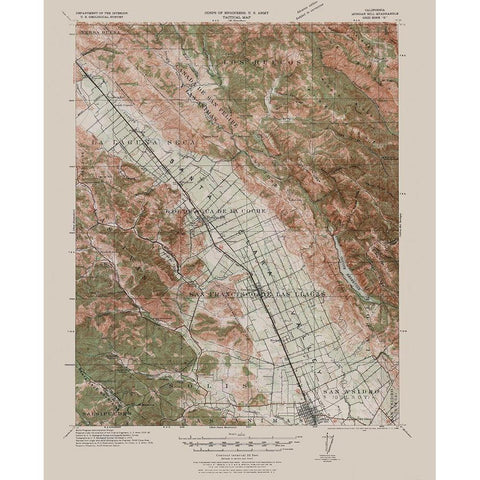 Morgan Hill California Quad - USGS 1940 Black Modern Wood Framed Art Print with Double Matting by USGS