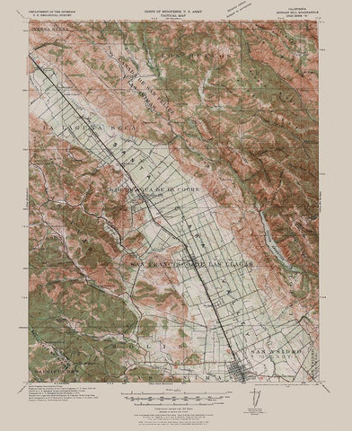Morgan Hill California Quad - USGS 1940 White Modern Wood Framed Art Print with Double Matting by USGS