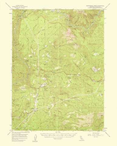 Montgomery Creek California Quad - USGS 1953 White Modern Wood Framed Art Print with Double Matting by USGS