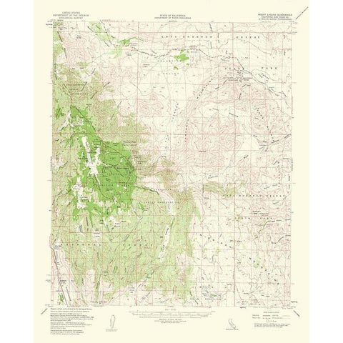 Mt Laguna California Quad - USGS 1953 Black Modern Wood Framed Art Print with Double Matting by USGS