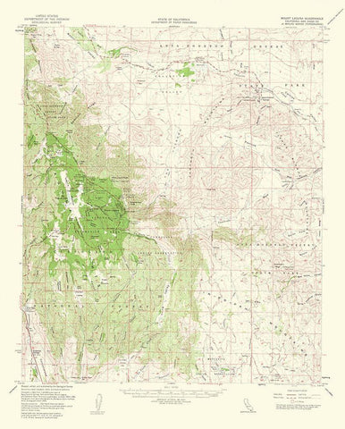 Mt Laguna California Quad - USGS 1953 Black Ornate Wood Framed Art Print with Double Matting by USGS