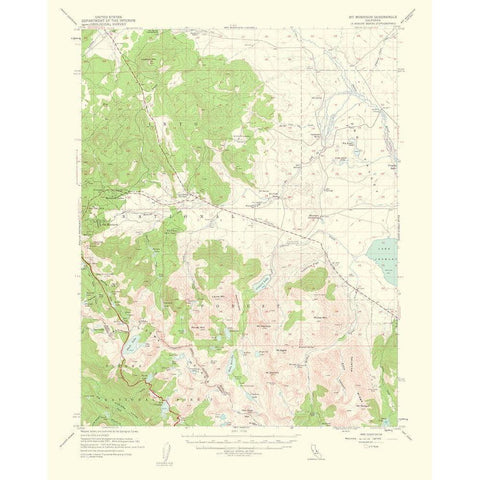 Mt Morrison California Quad - USGS 1963 White Modern Wood Framed Art Print by USGS