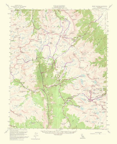 Mt Whitney California Quad - USGS 1964 White Modern Wood Framed Art Print with Double Matting by USGS