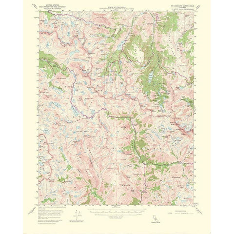 Mt Goddard California Quad - USGS 1953 Black Modern Wood Framed Art Print with Double Matting by USGS