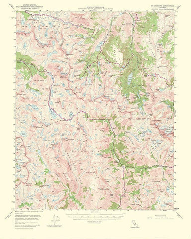 Mt Goddard California Quad - USGS 1953 White Modern Wood Framed Art Print with Double Matting by USGS