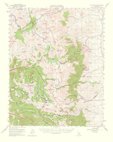 Mt Pinchot California Quad - USGS 1953 White Modern Wood Framed Art Print with Double Matting by USGS