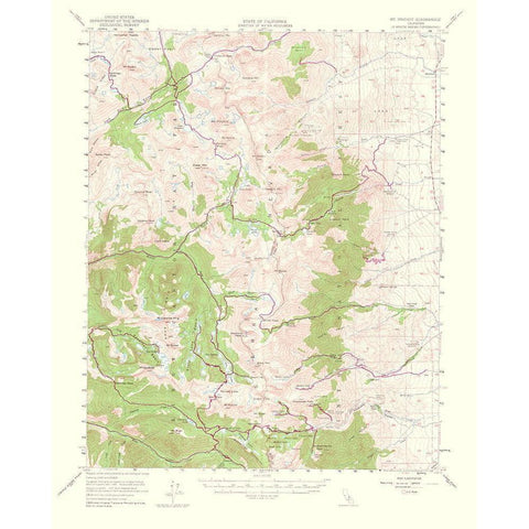 Mt Pinchot California Quad - USGS 1953 Black Modern Wood Framed Art Print with Double Matting by USGS