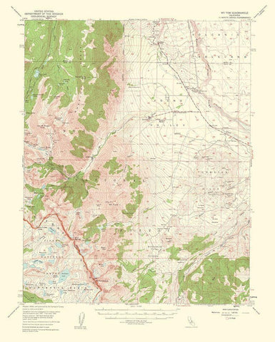 Mt Tom California Quad - USGS 1953 Black Ornate Wood Framed Art Print with Double Matting by USGS