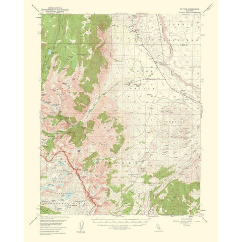 Mt Tom California Quad - USGS 1953 Black Modern Wood Framed Art Print with Double Matting by USGS