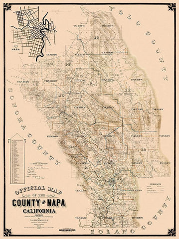 Napa California Landowner - Buckman 1895 Black Ornate Wood Framed Art Print with Double Matting by Buckman
