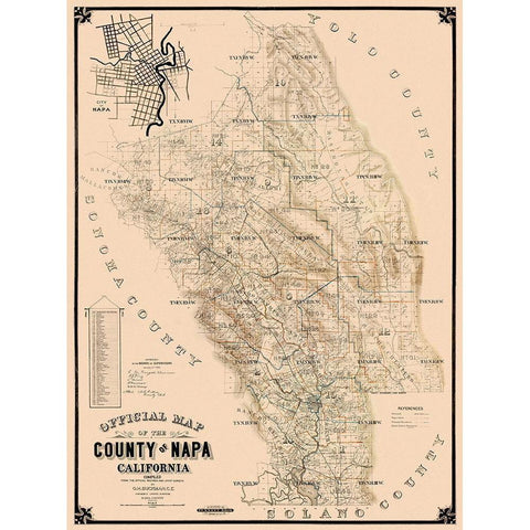 Napa California Landowner - Buckman 1895 Black Modern Wood Framed Art Print with Double Matting by Buckman