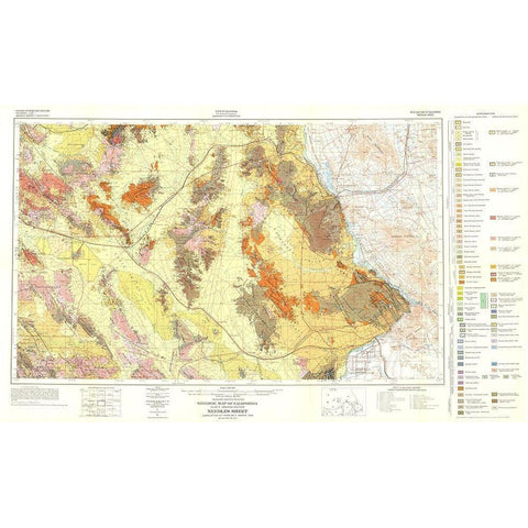 Needles Sheet California Mines - Bishop 1957 Black Modern Wood Framed Art Print with Double Matting by Bishop