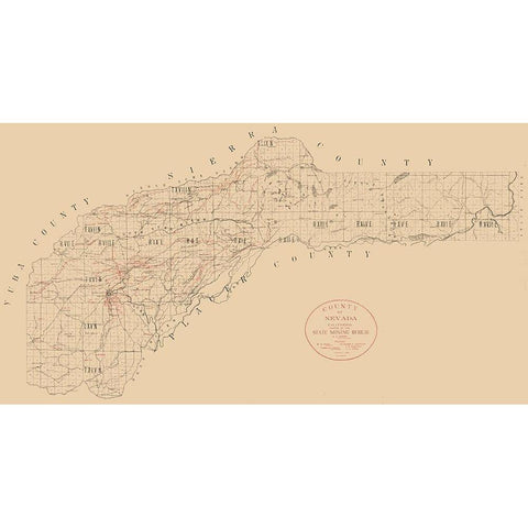 Nevada County California Mining -1909 White Modern Wood Framed Art Print by Unknown