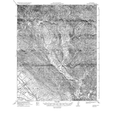 Nipomo California Quad - USGS 1922 Black Modern Wood Framed Art Print with Double Matting by USGS