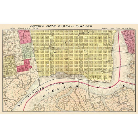 Oakland, 4th And 6th Wards California Landowner White Modern Wood Framed Art Print by Thompson