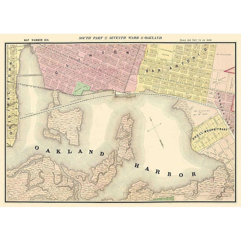 Oakland, South 7th Ward California Landowner White Modern Wood Framed Art Print by Thompson