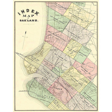 Oakland, Index California Landowner - Thompson Gold Ornate Wood Framed Art Print with Double Matting by Thompson