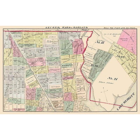 Oakland California Second Ward - Thompson 1878 Black Modern Wood Framed Art Print by Thompson