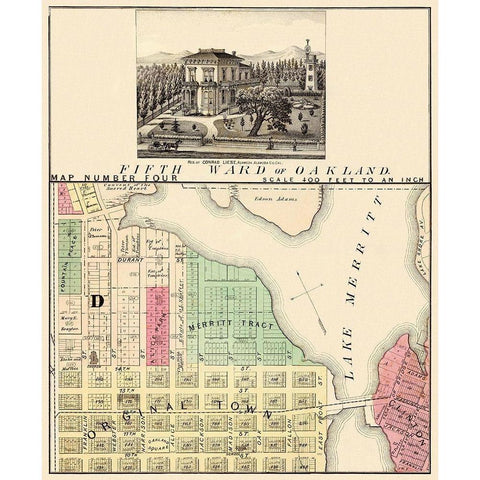 Oakland California Fifth Ward - Thompson 1878 White Modern Wood Framed Art Print by Thompson