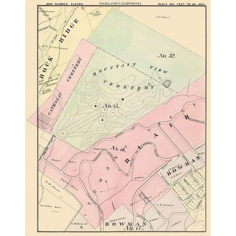 Oakland California Eleventh Ward - Thompson 1878 White Modern Wood Framed Art Print by Thompson