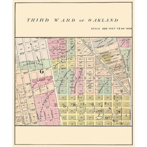 Oakland California Third Ward - Thompson 1878 White Modern Wood Framed Art Print by Thompson