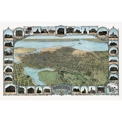 Oakland California - Soderberg 1900  Black Modern Wood Framed Art Print with Double Matting by Soderberg