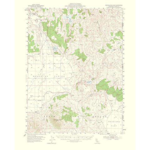 Observation Peak California Quad - USGS 1953 Gold Ornate Wood Framed Art Print with Double Matting by USGS