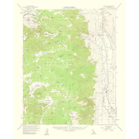 Olancha California Quad - USGS 1963 Black Modern Wood Framed Art Print with Double Matting by USGS