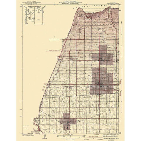 Ontario Vicinity California - USGS 1942 Black Modern Wood Framed Art Print with Double Matting by USGS