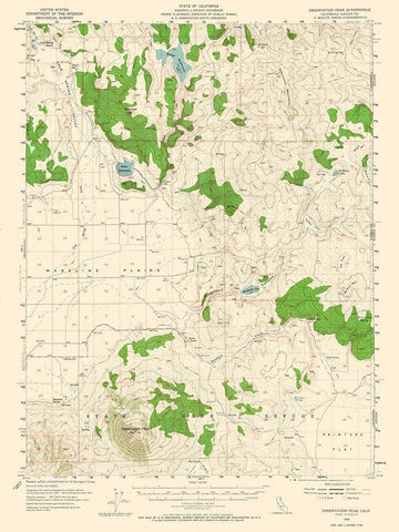 Observation Peak California Quad - USGS 1954 White Modern Wood Framed Art Print with Double Matting by USGS