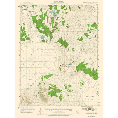 Observation Peak California Quad - USGS 1954 Gold Ornate Wood Framed Art Print with Double Matting by USGS