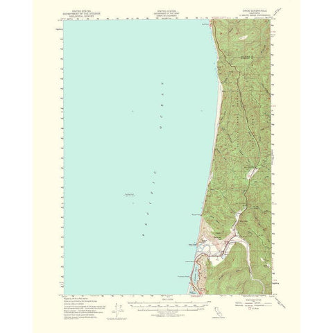 Orick California Quad - USGS 1954 White Modern Wood Framed Art Print by USGS