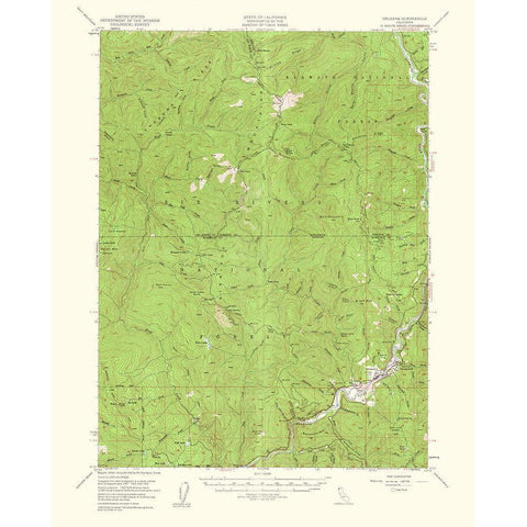 Orleans California Quad - USGS 1953 White Modern Wood Framed Art Print by USGS