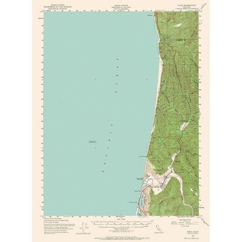 Orick California Quad - USGS 1952 Gold Ornate Wood Framed Art Print with Double Matting by USGS