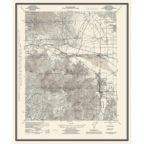 Palm Springs California Quad - USGS 1928 Gold Ornate Wood Framed Art Print with Double Matting by USGS