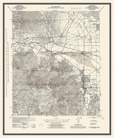 Palm Springs California Quad - USGS 1928 Black Ornate Wood Framed Art Print with Double Matting by USGS